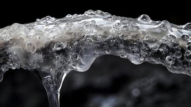 Melting ice water dripping cold winter freeze