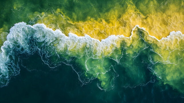 Waves crashing ocean water aerial view