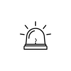 Simple outline icon of a flashing siren light with rays emanating from it, symbolizing alert and emergency, vector illustration