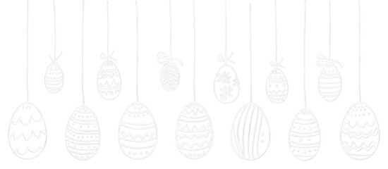 PNG Border Easter egg festival hanging art illustration hand-drawn.