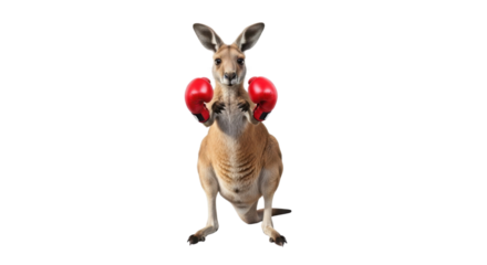 Kangaroo with boxing gloves isolated PNG with Transparent Background