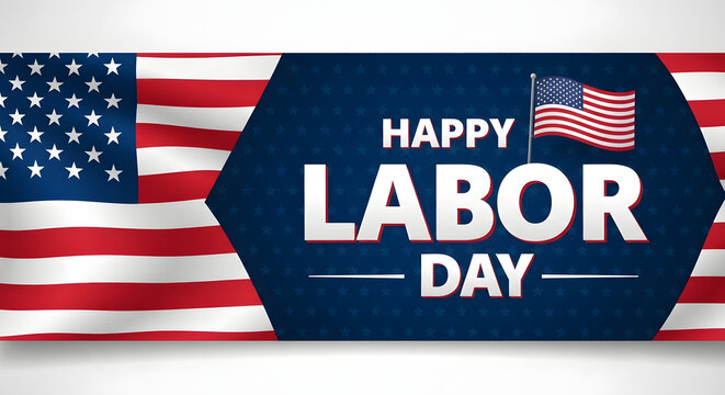 Happy labor day celebration with american flag and patriotic colors