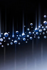 Abstract glowing silver spheres floating against dark background.