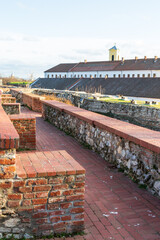 Brick walls of Oradea fortress, medieval fortification. Oradea, Romania