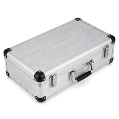 Silver metal briefcase isolated on a clean white background