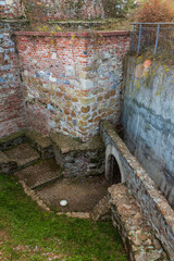 Brick walls of Oradea fortress, medieval fortification. Oradea, Romania