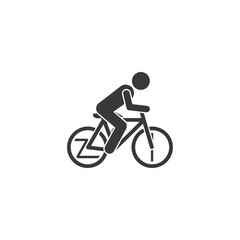 Obraz premium Iconic Silhouette of a Cyclist Riding a Bicycle in Motion, Simple and Modern Vector Graphic for Cycling and Sports Themes