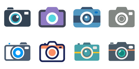 camera flat icons set. isolated on white background. Vector illustration.
