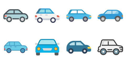 car flat icons set. isolated on white background. Vector illustration.