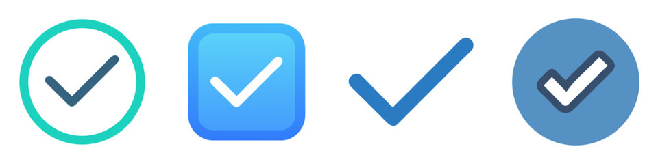 check flat icons set. isolated on white background. Vector illustration.