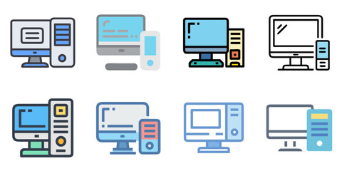 computer flat icons set. isolated on white background. Vector illustration.