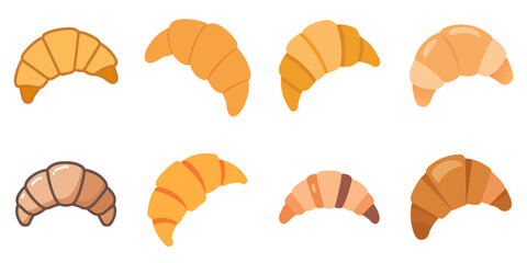 croissant flat icons set. isolated on white background. Vector illustration.