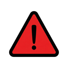 Red warning sign with exclamation mark symbol indicating danger or caution isolated on transparent background