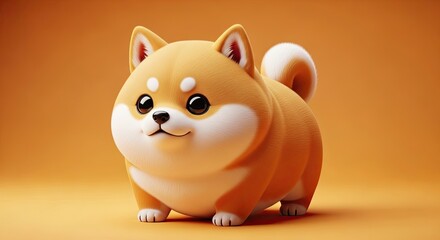 Adorable fluffy shiba inu puppy with big eyes