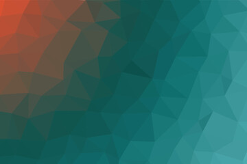 Abstract low poly background featuring a smooth blend of teal and orange tones. Modern geometric design ideal for creative projects and digital branding. Perfect for templates, wallpapers, and graphic