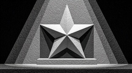monochrome lone star, artistic texas lone star with bold contrast, geometric precision, high-detail matte texture, and minimalist black and white composition