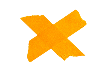 Orange adhesive sticky paper masking tape cut out design element, cross shape x