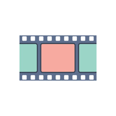 Film strip with three frames, one in the center and two on the sides
