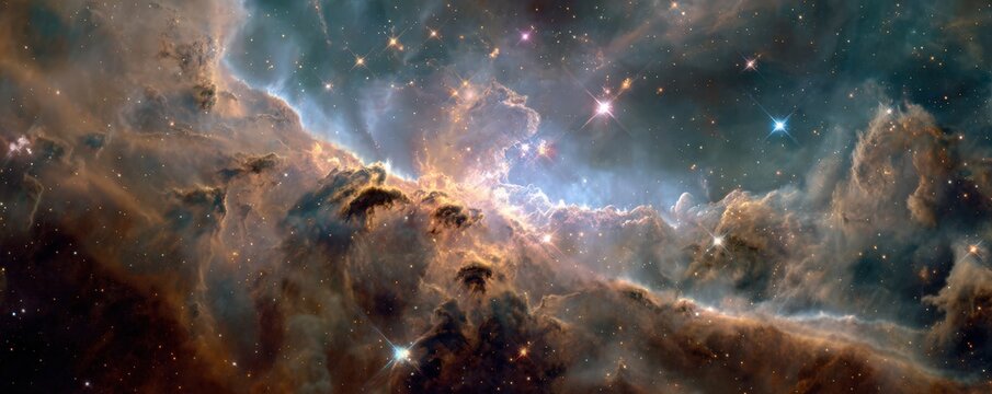 Majestic cosmic nebula with radiant light in deep space exploration