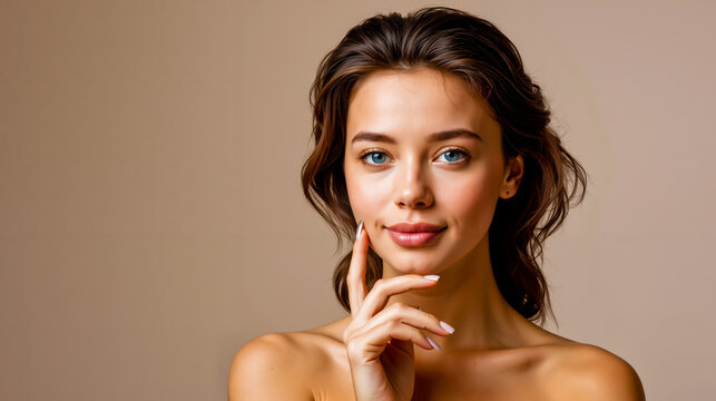 A woman with long brown hair and blue eyes wearing a white top looking at the camera with a slight smile