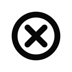 Obraz premium Black Circle With An X Inside Icon On Clean White Background Simple Design