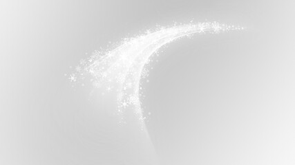 Abstract glowing energy trail with sparkling particles isolated on transparent background