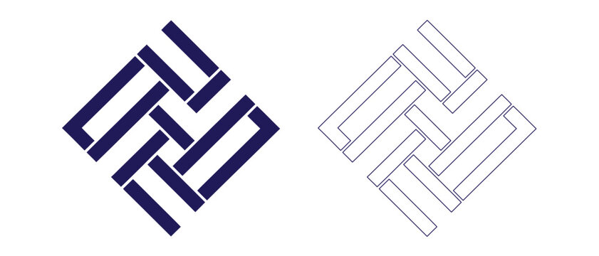 Geometric pattern design with interlocking shapes creating a modern abstract logo