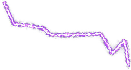 Electric purple energy discharge with jagged lines isolated on transparent background