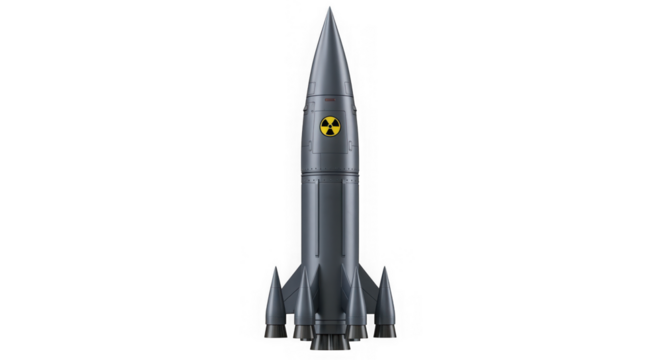 Nuclear missile with a radiation symbol