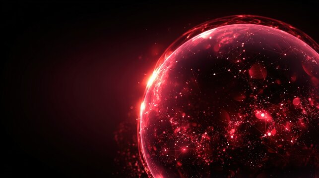 Abstract cosmic energy: red glowing sphere against starry space for background design