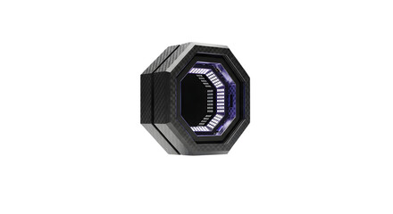 Octagonal futuristic portal isolated on white background with neon lights