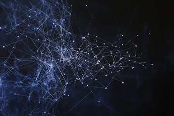 Abstract Network of Connected Nodes with Lines, a Modern and Futuristic Dark Design