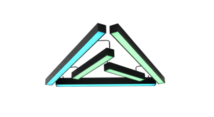 Abstract triangle light fixture isolated on white background in studio shot