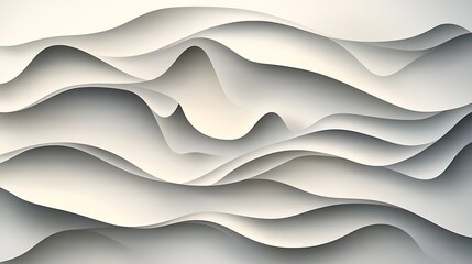 Abstract waves of layered paper creating depth with light and shadow effect gradient