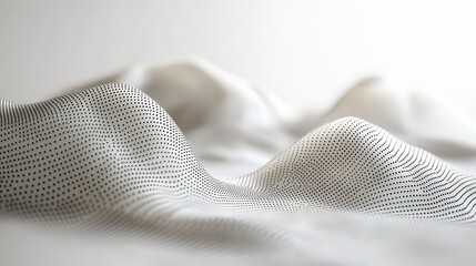 Abstract white surface with black dot grid pattern creating a wavy landscape design