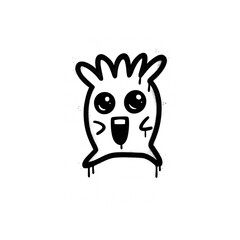 Adorable cartoon monster with big eyes and dripping paint, perfect for playful designs and creative kids' projects, originally scalable graphics