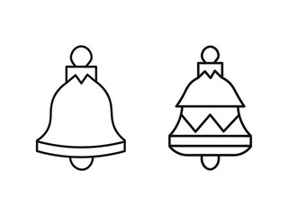 Two christmas bells, outline vector illustration