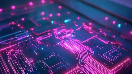 Glowing circuit board lines representing digital data flow - Powered by Adobe