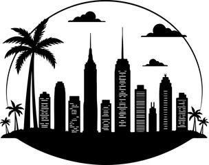 Urban Coastline Silhouette Scene