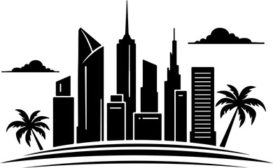 Urban Coastline Silhouette Scene