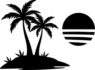 Palm Island Silhouette Vector svg