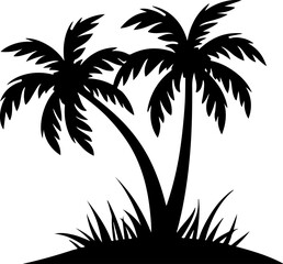 Palm Island Silhouette Vector svg