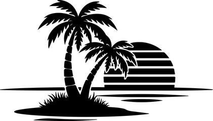 Palm Island Silhouette Vector svg