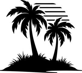 Palm Island Silhouette Vector svg