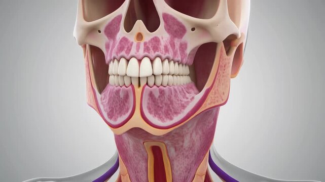 Anatomical Cross-Section of the Human Throat and Mouth