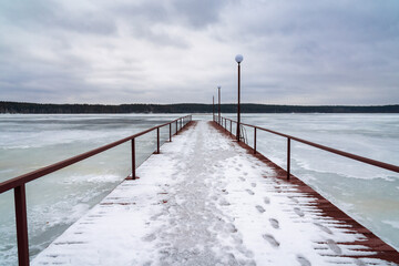 Lake Chusovoe in Yekaterinburg covered with ice