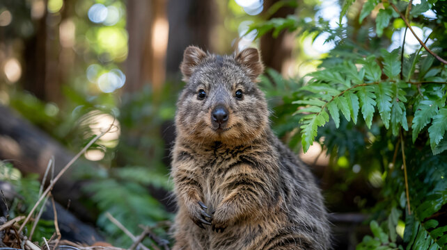 Quokka standing in forest habitat wildlife nature photography
