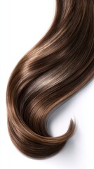 Fototapeta premium Single lock of healthy shiny hair on white background.