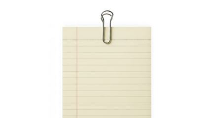 Lined paper with a metal clip for notes