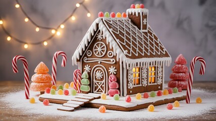 Magical Gingerbread House Sweet Holiday Scene Candy Cane Wonderland